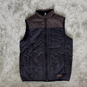 Men's Black and Brown Quilted Vest